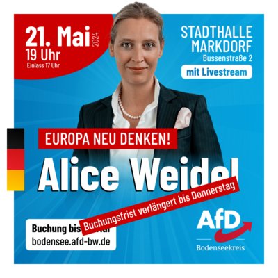 Event-Flyer Alice Weidel in Markdorf / Bodenseekreis: Europa neu denken
