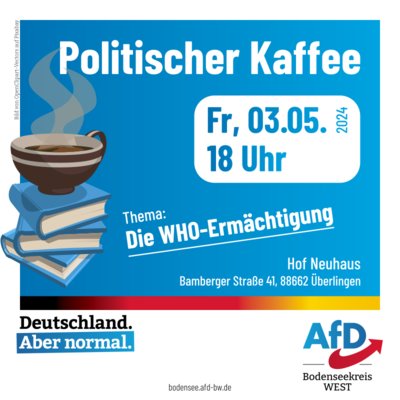 Event-Flyer Politischer Kaffee: „Die WHO-Ermächtigung“